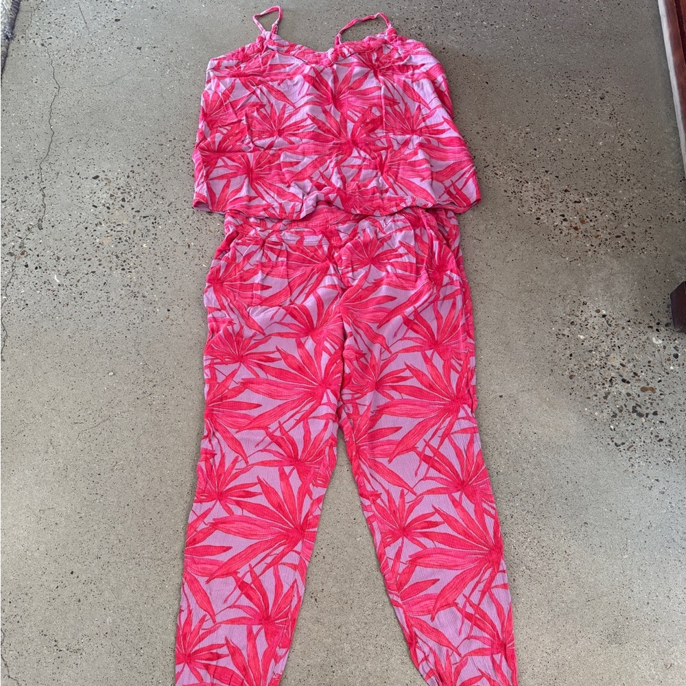 PJ Salvage Pink Leaf Print pj’s